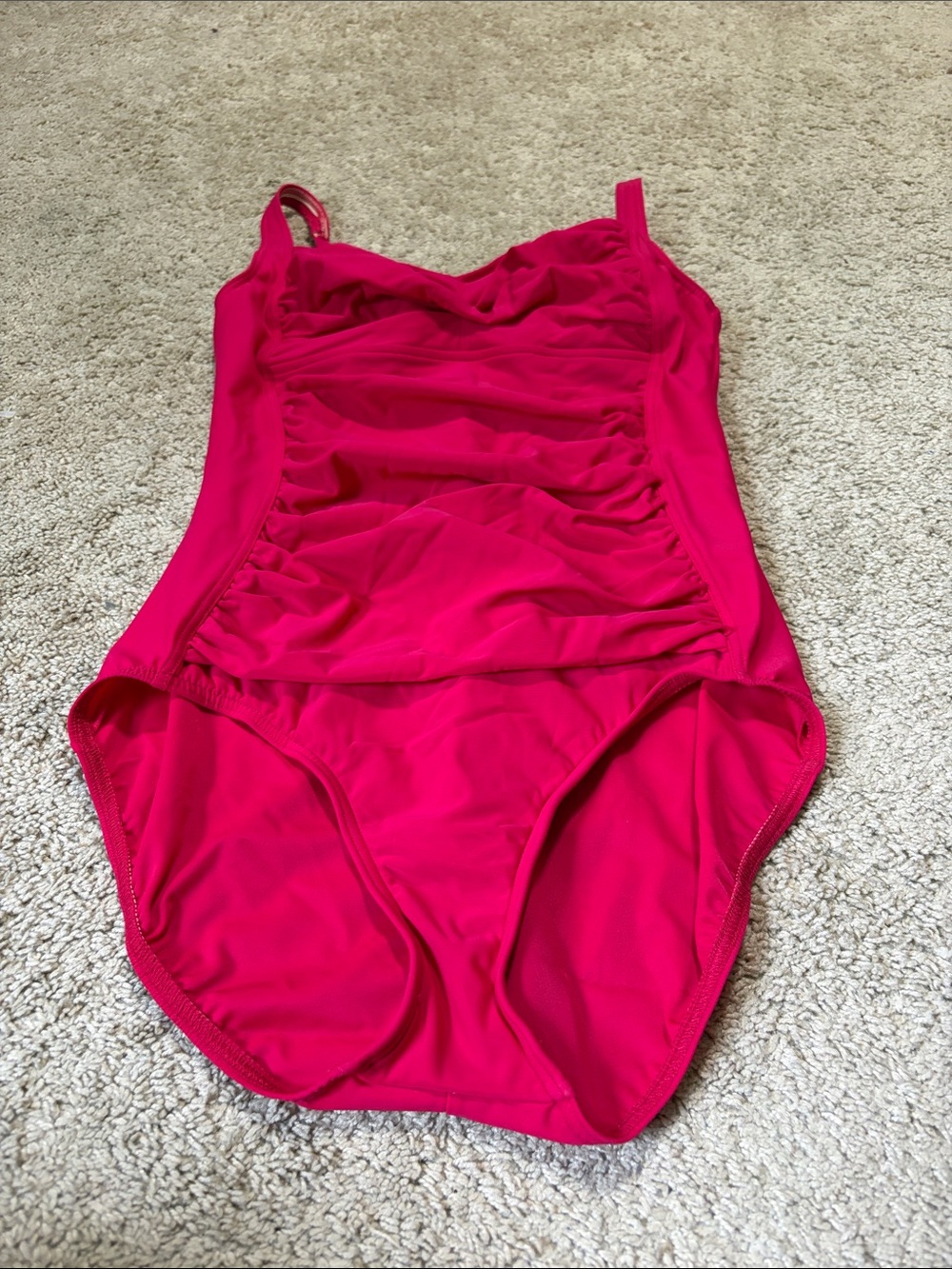 Lands End Ruched Pink Swimsuit Size 12